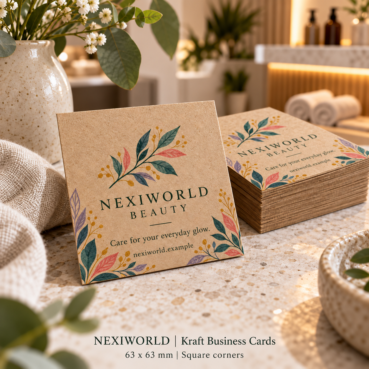 Kraft square business cards