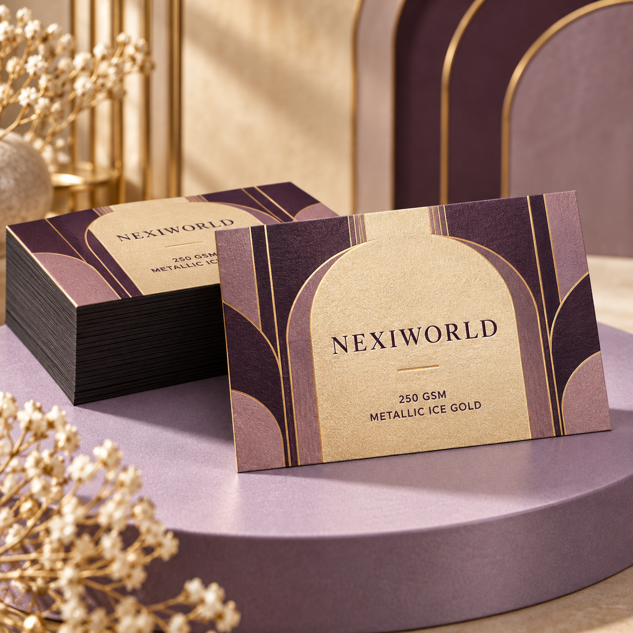 Metallic Ice Gold Business Cards