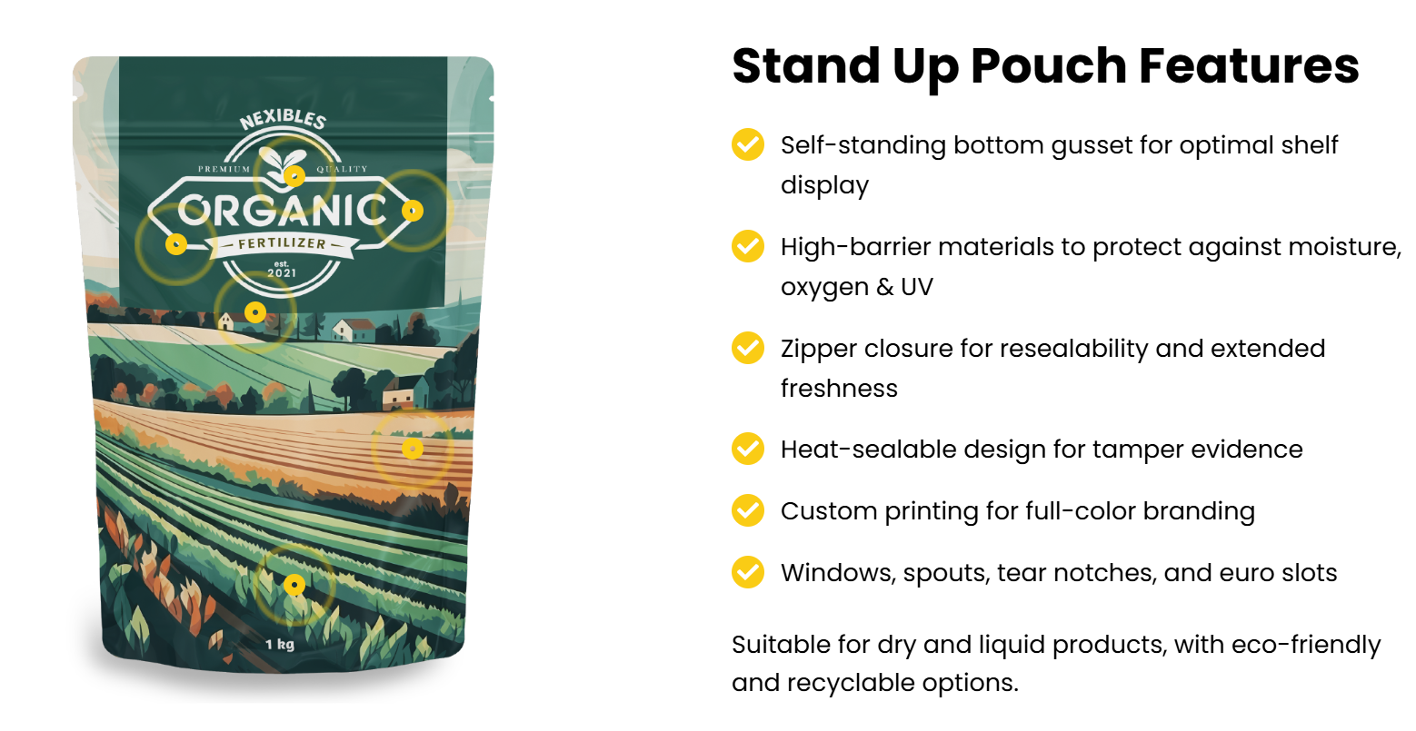 Nexi classic stand up pouches
